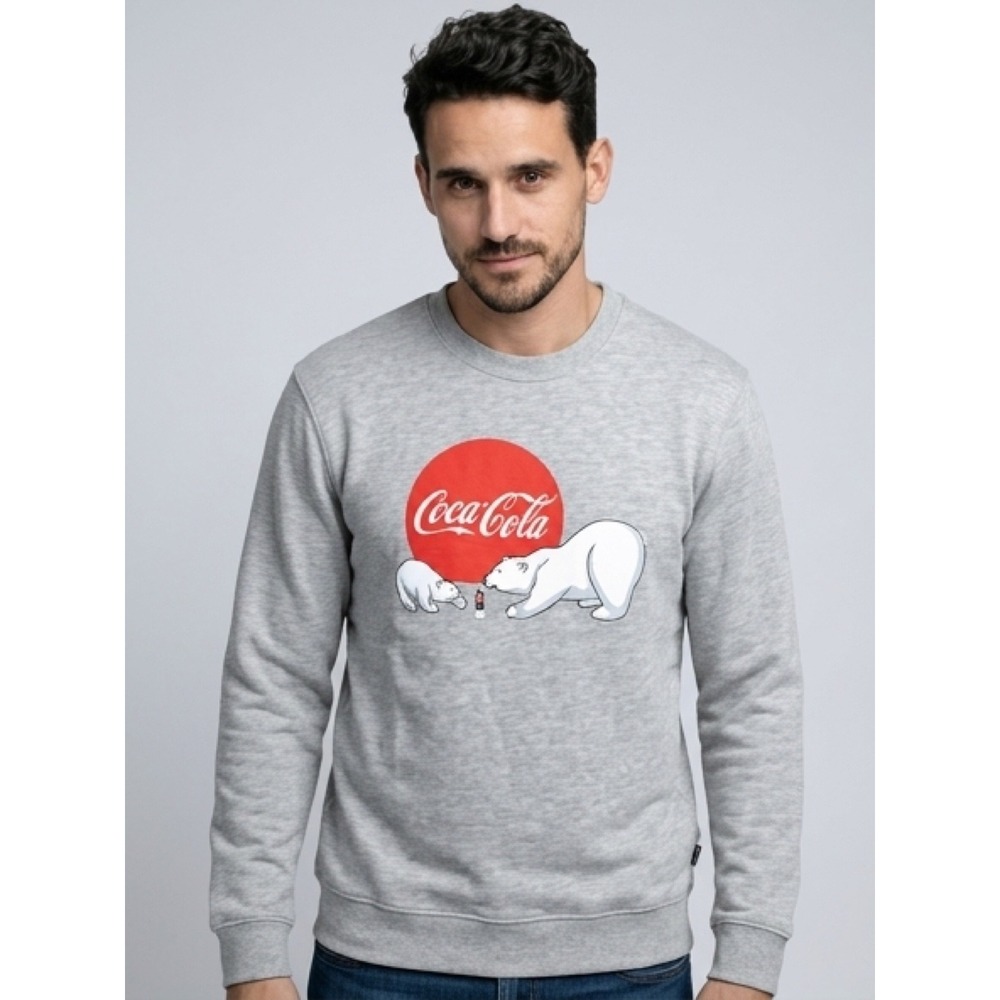 Only & Sons Coca-Cola Polar Bear Graphic Sweatshirt Mens‎ Large Gray Crewneck